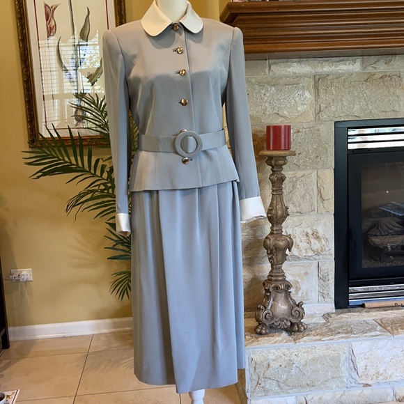 NWOT Vintage David Hayes Pale Grey Suit - Picture 15 of 16